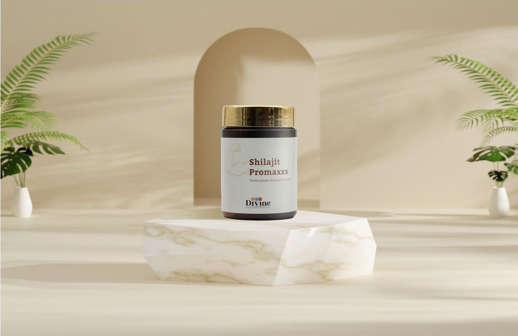 Shilajit Promaxx , cream BG, white marble, sunlight (2)